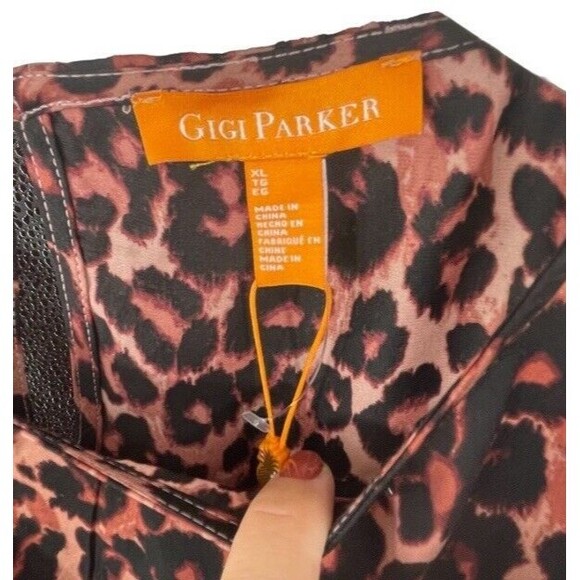 Gigi Parker Top Blouse Burlwood Leopard Boatneck Puffy Long-Sleeve Casual XL NEW - Picture 8 of 12